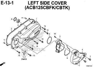 E13-1 – Left Side Cover (ACB125CBFK/CBTK) – Katalog Honda New Vario 125 K60R