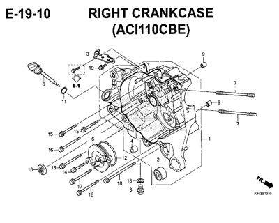 E19-10 – Right Crankcase (ACI110CBE) – Katalog Honda New Vario 110