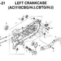 E19-21 – Left Crankcase (ACI110CBG/H/J,CBTG/H/J) – Katalog Honda New Vario 110