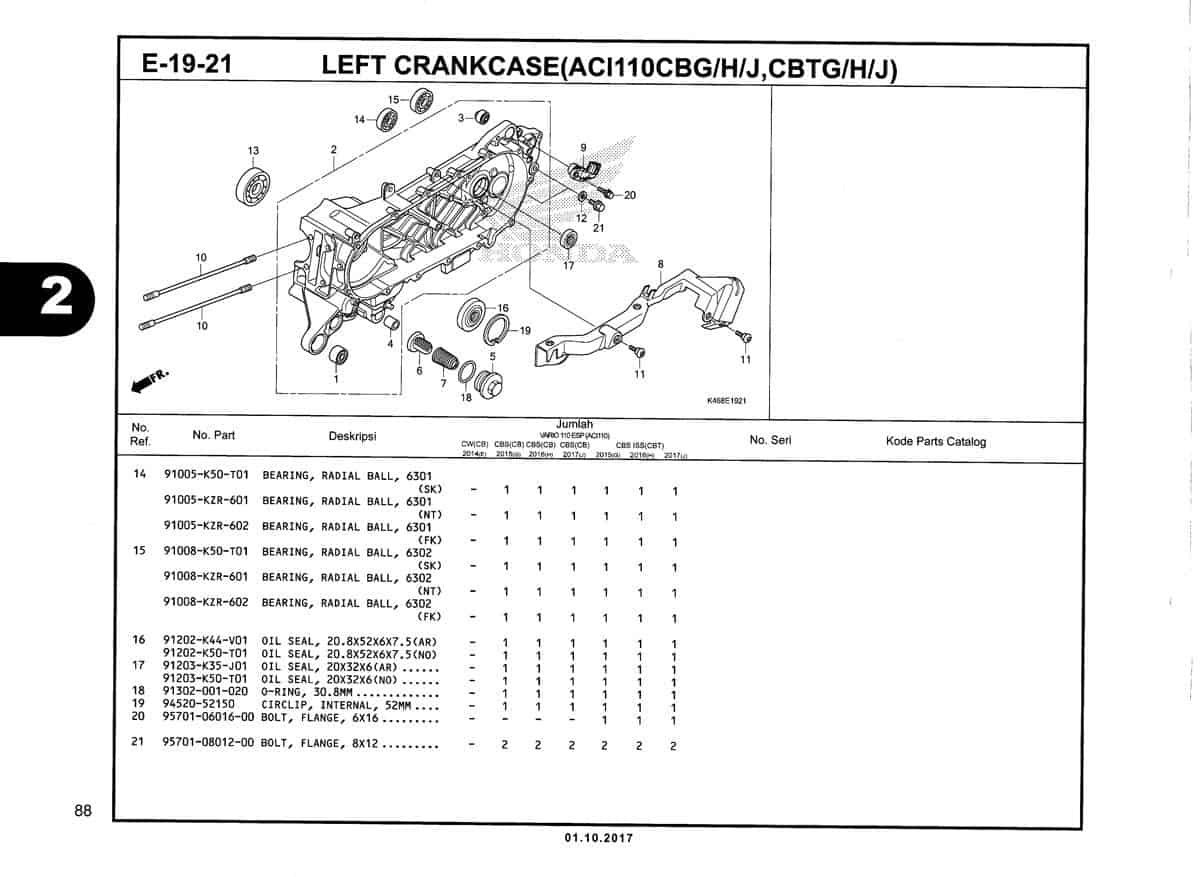 E-19-21-Left-Crankcase-(ACI110CBG/H/J,CBTG/H/J)-Katalog-New-Vario-110