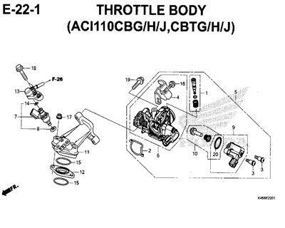 E22-1 – Throttle Body (ACI110CBG/H/J,CBTG/H/J) – Katalog Honda New Vario 110