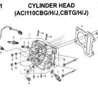 E3-1 – Cylinder Head (ACI110CBG/H/J,CBTG/H/J) – Katalog Honda New Vario 110