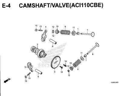 E4 – Camshaft/Valve (ACI110CBE) – Katalog Honda New Vario 110