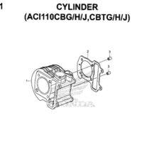 E6-1 – Cylinder (ACI110CBG/H/J,CBTG/H/J) – Katalog Honda New Vario 110