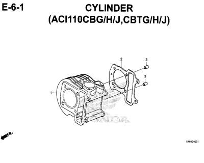 E6-1 – Cylinder (ACI110CBG/H/J,CBTG/H/J) – Katalog Honda New Vario 110