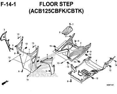 F14-1 – Floor Step (ACB125CBFK/CBTK) – Katalog Honda New Vario 125 K60R