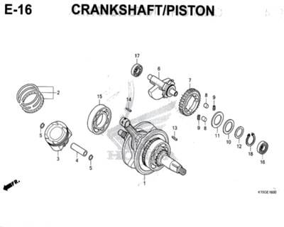 E16 – Crankshaft/Piston – Katalog Honda New CB150R StreetFire K15M