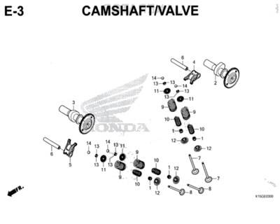 E3 – Camshaft/Valve – Katalog Honda New CB150R StreetFire K15M