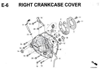 E6 – Right Crankcase Cover – Katalog Honda New CB150R StreetFire K15M