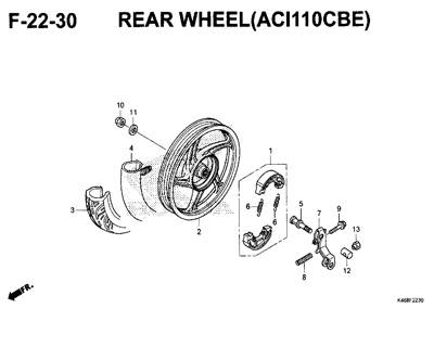 F22-30 – Rear Wheel (ACI110CBE) – Katalog Honda New Vario 110