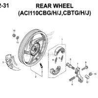 F22-31 – Rear Wheel (ACI110CBG/H/J,CBTG/H/J) – Katalog Honda New Vario 110