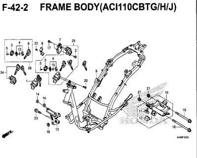 F42-2 – Frame Body (ACI110CBTG/H/J) – Katalog Honda New Vario 110