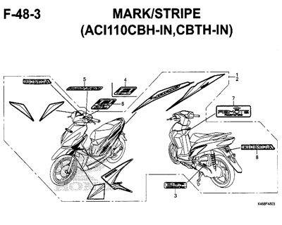 F-48-3 – Mark/Stripe (ACI110CBH-IN,CBTH-IN) – Katalog Honda New Vario 110