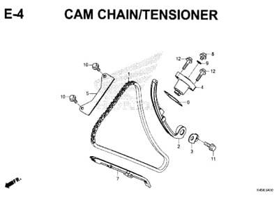 E4 – Cam Chain/Tensioner – Katalog Honda New CBR 150R K45N