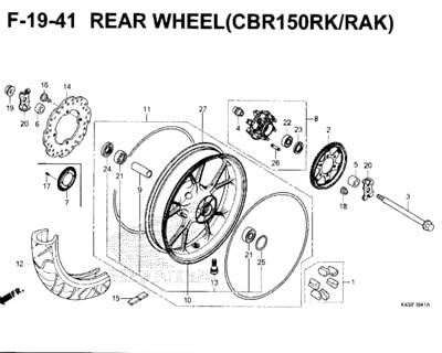 F19-41 – Rear Wheel (CBR150RK/RAK) – Katalog Honda New CBR 150R K45N