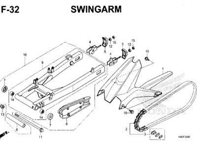 F32 – Swingarm – Katalog Honda New CBR 150R K45N