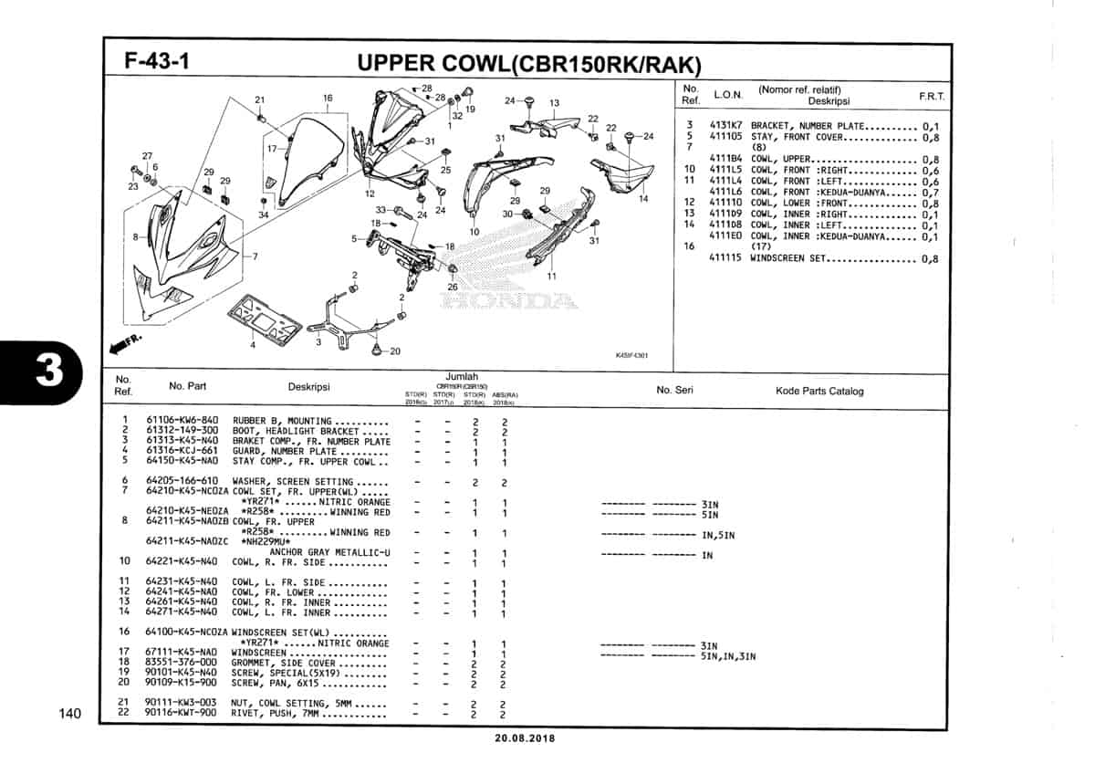 F-43-1-Upper-Cowl-(CBR150RK-RAK)-Katalog-New-CBR-150R-K45N