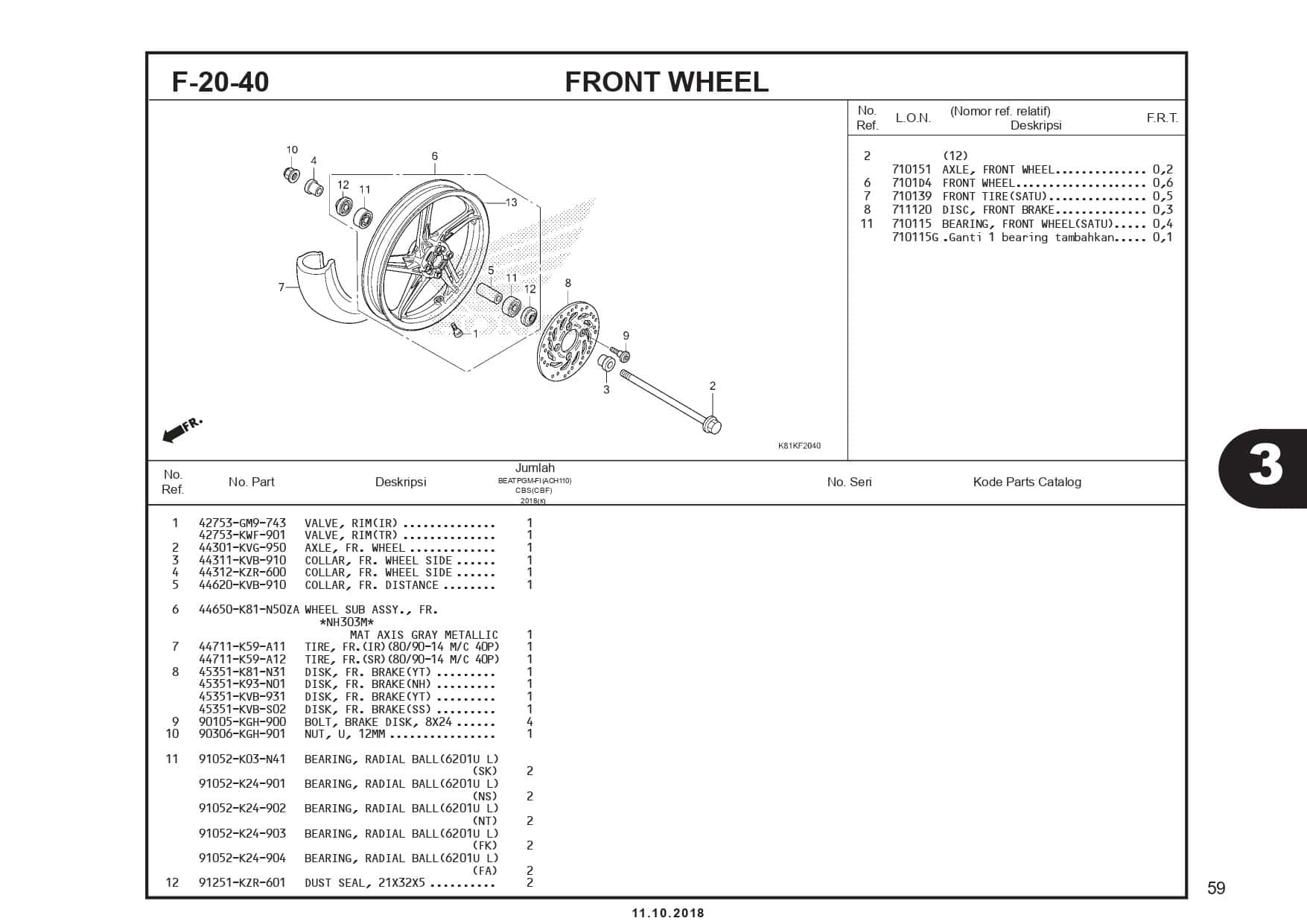 F-20-40 Front Wheel - Katalog Honda BeAT Street eSP K81 - Harga Kredit Motor Honda | Dealer ...