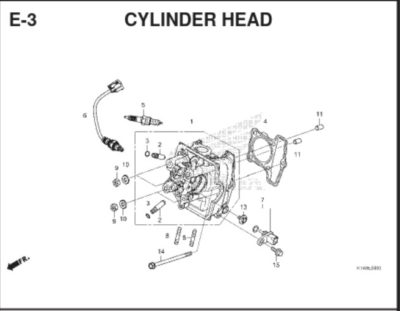 E3 – Cylinder Head – Katalog Honda BeAT K1A