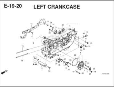 E19 -20 – Left CrankCase – Katalog Honda BeAT K1A