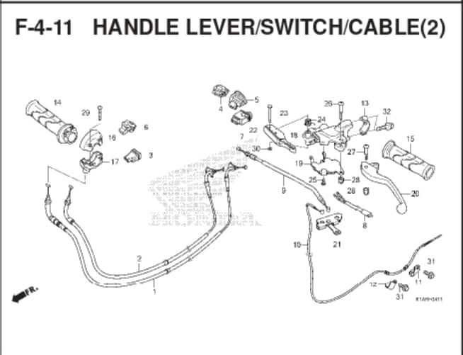 F-4-11 Handle lever Witch Cable