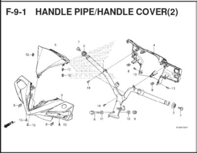 F-9-1 – Handle Pipe/ Handle Cover (2) – Katalog Honda BeAT K1A