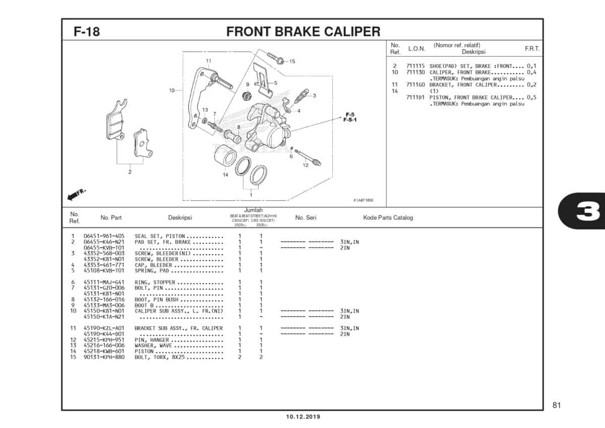 F18 Front Brake Caluper