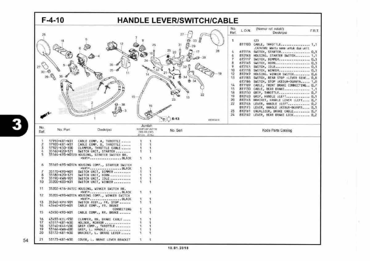 F4-10 Handle Lever Switch Cable