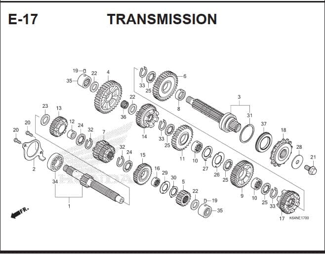 E-17 Transmission – Katalog Suku Cadang Honda CBR250 RR K64J