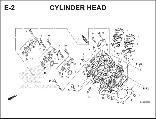 E-2 Cylinder Head – Katalog Suku Cadang Honda CBR250 RR K64J