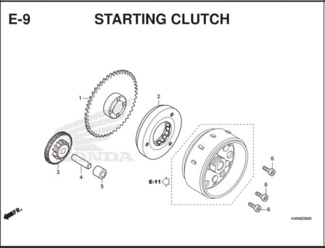 E-9 Starting Clutch – Katalog Suku Cadang Honda New CBR 150R K45R