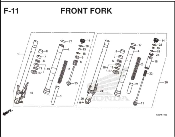 F-11 Front Fork – Katalog Suku Cadang Honda New CBR 150R K45R