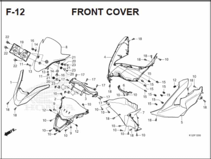 F-12 Front Cover – Katalog Suku Cadang Honda PCX 160