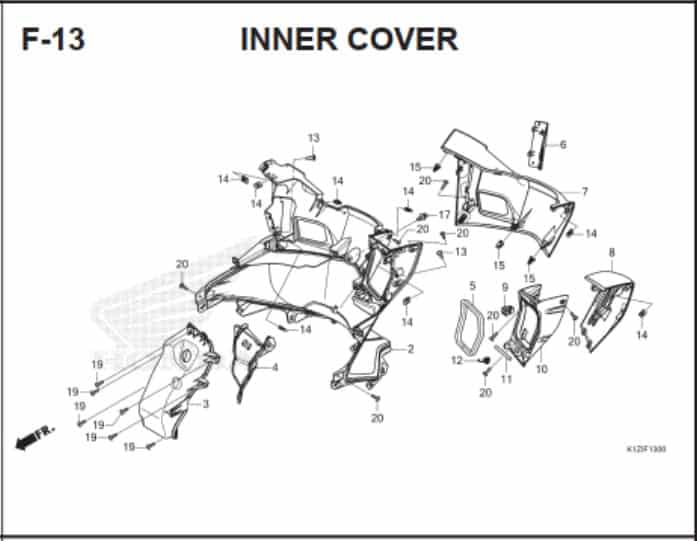 F-13 Inner Cover – Katalog Suku Cadang Honda PCX 160