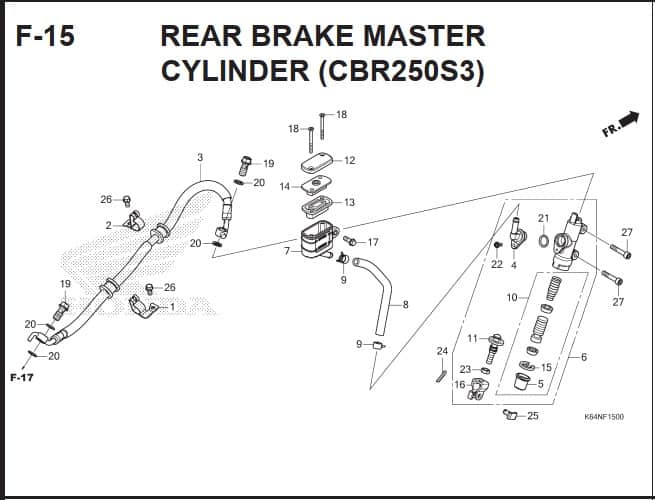 F-15 Rear Brake Master Cylinder (CBR250S3)