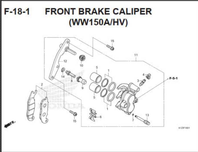 F-18-1 Front Brake Caliper (WW150AHV)