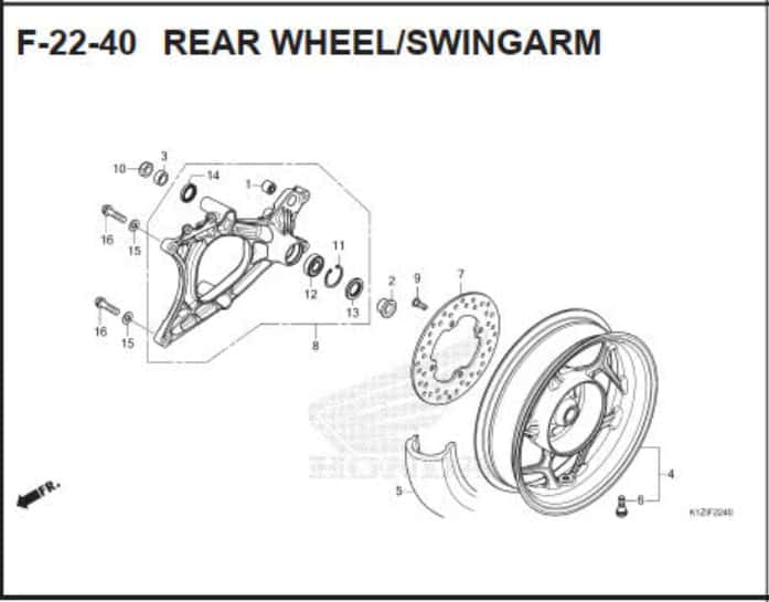 F-22-40 Rear WheelSwingarm