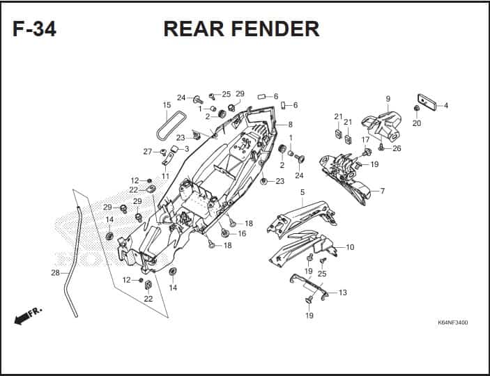 F-34 Rear Fender – Katalog Suku Cadang Honda CBR250RR K64J