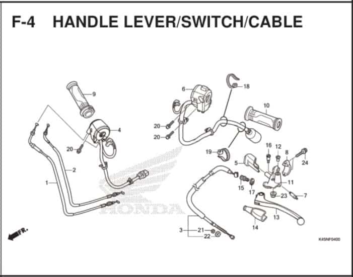 F-4 Handle Lever/Switch/Cable – Katalog Suku Cadang Honda New CBR 150R K45R