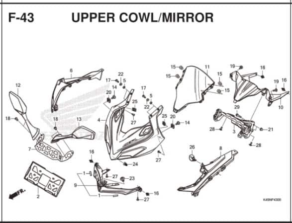 F-43 Upper Cowl Mirror