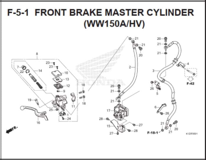 F-5-1 Front Brake Master Cylinder (WW150A/HV) – Katalog Suku Cadang Honda PCX 160