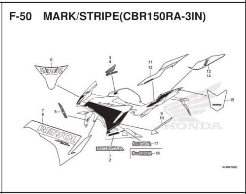 F-50 Mark Stripe (CBR150RA-3IN)