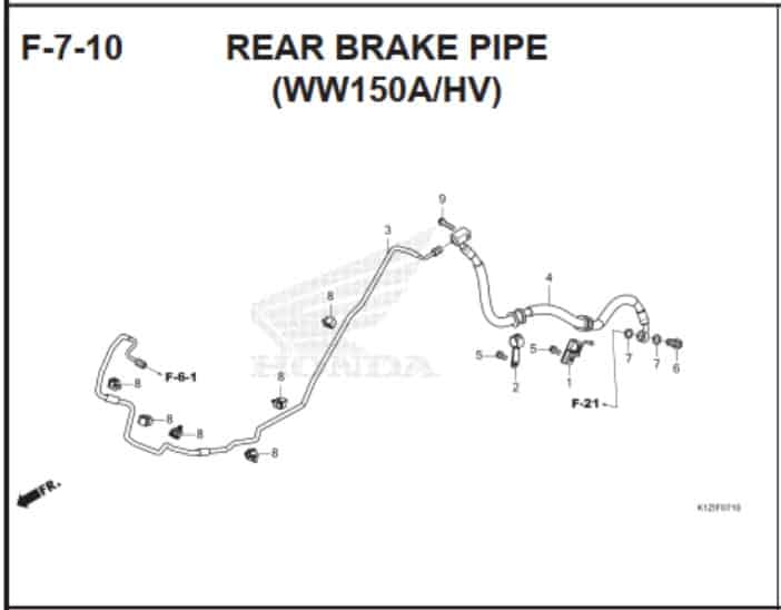 F-7-10 Rear Brake Pipe (WW150AHV)