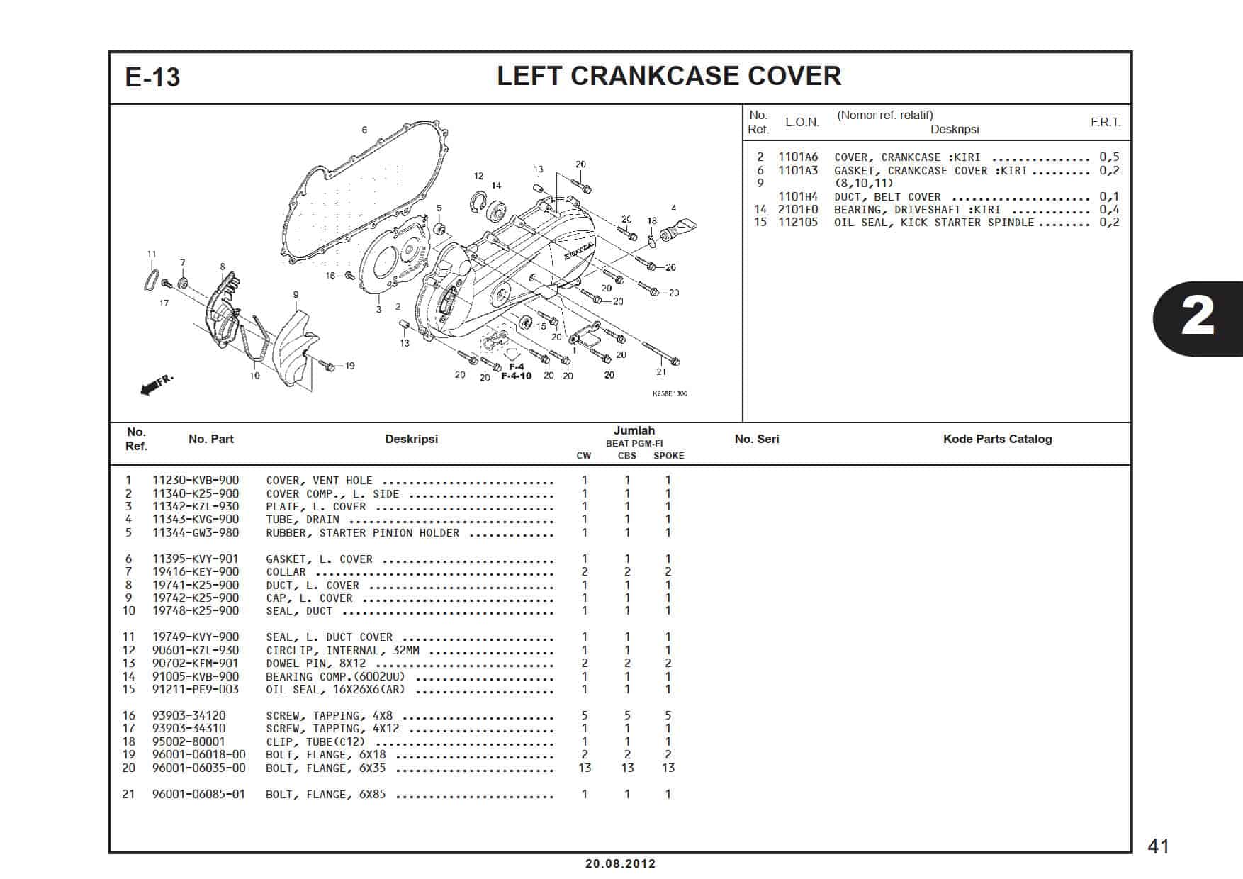 E-13 Left CrankCase Cover 