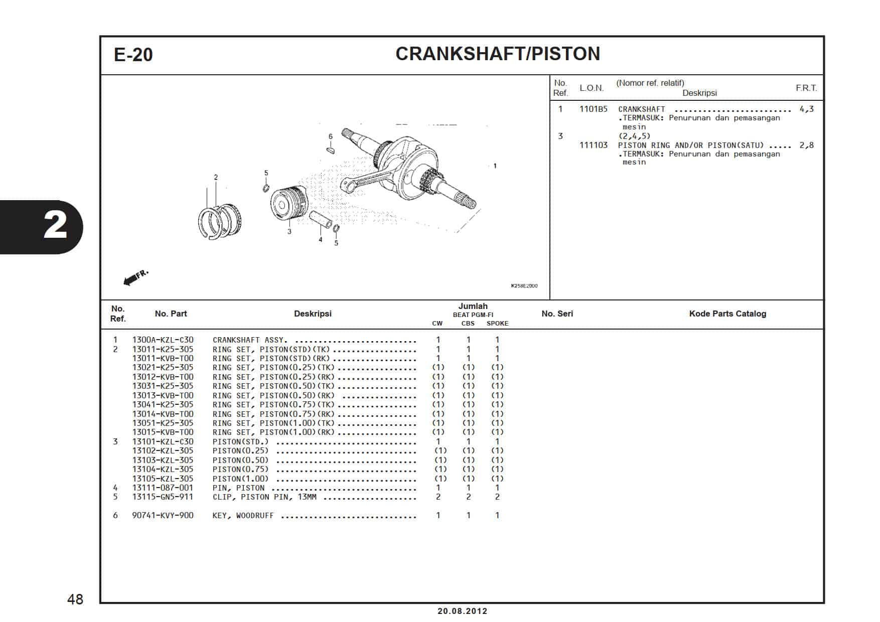 E-20 CrankShaft/ Piston