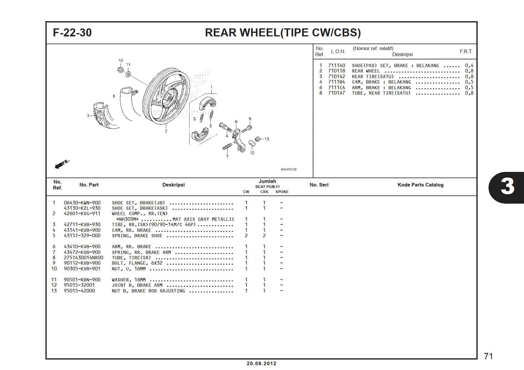 F-22-30 Rear Wheel (Tipe CW/CBS) 