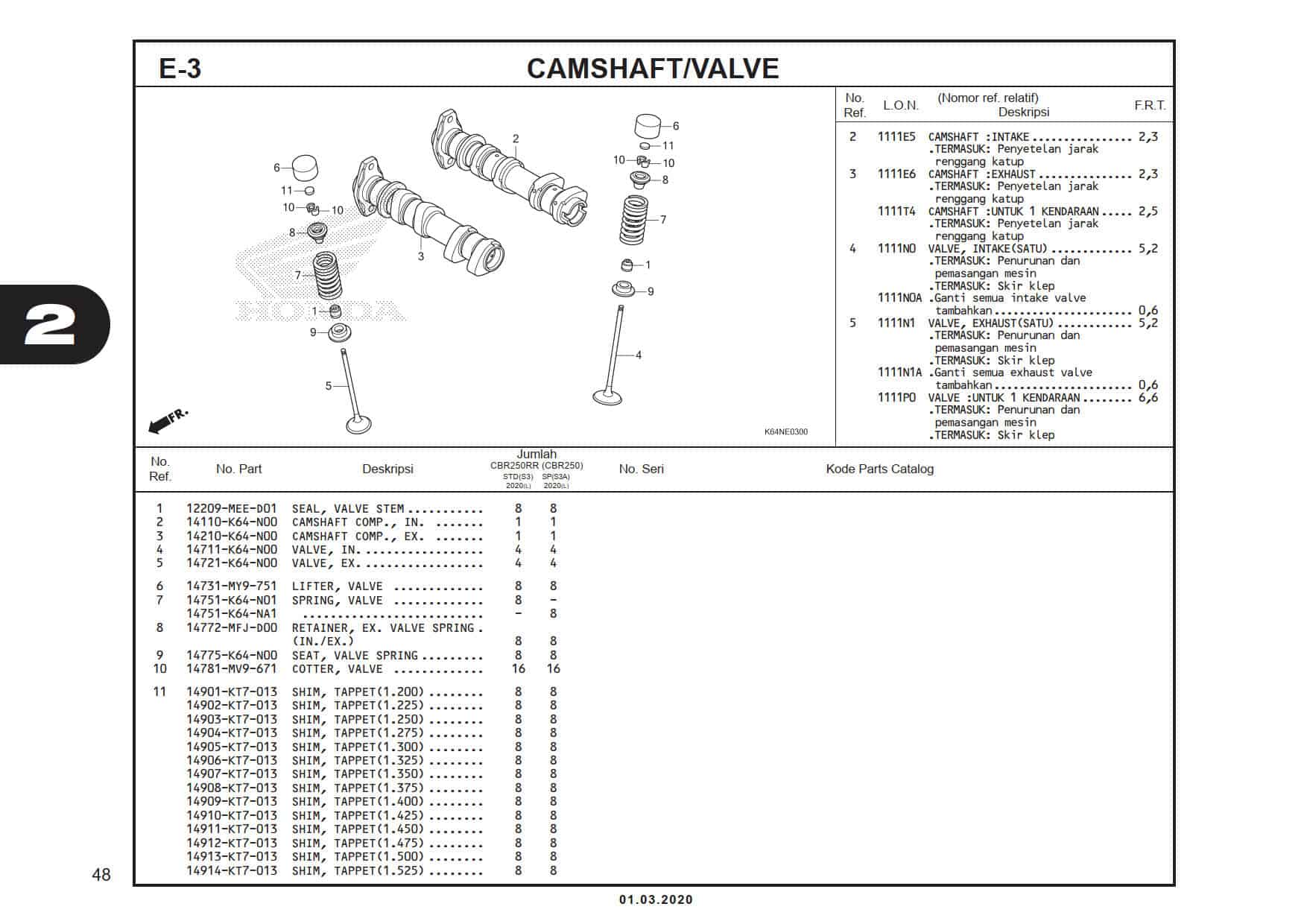 E-3 CamShaft/ Valve