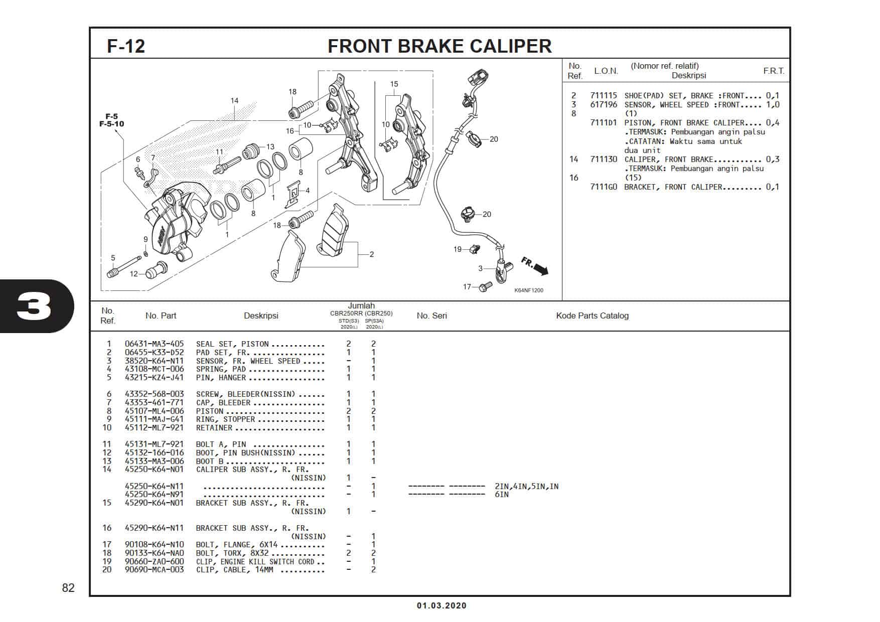 F-12 Front Brake Caliper