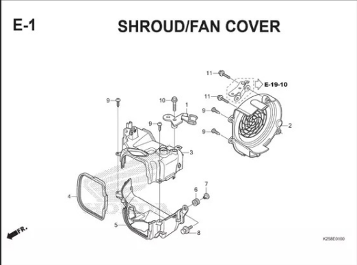 E-1 Shroud / Fan Cover – Katalog Suku Cadang Honda BeAT FI K25A