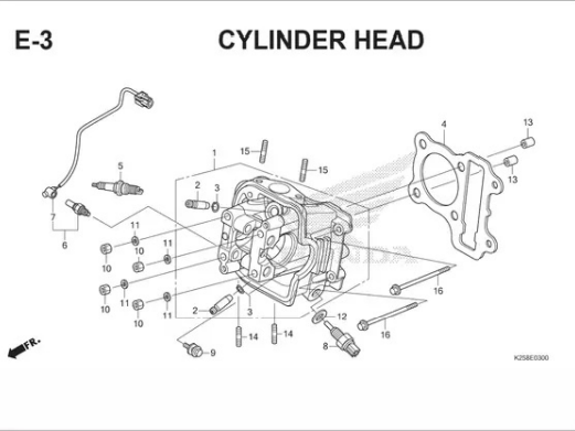 E-3 Cylinder Head – Katalog Suku Cadang Honda BeAT FI K25A